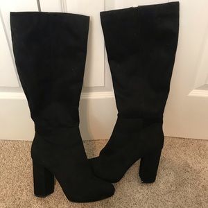 black suede knee high boots